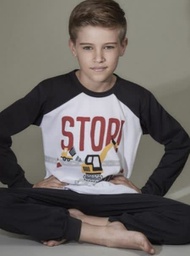 [MKP4054] LIQUIDACION ! - INV. PIJAMA DE JERSEY CON ESTAMPA STOP Y PUÑOS. BRILLA EN LA OSCURIDAD NENE