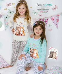 [MAR6008]  INV. PIJAMA INVIERNO NENA GATITOS ESTAMPADO