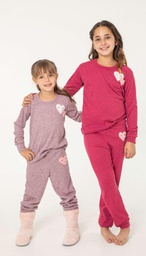 [BIAN23051/E] DESCUENTO 10% LIQUIDACION DE TEMPORADA!  INV. PIJAMA NENA EN MORLEY LANILLA CON BORDADO DE PELOS "CUORE"