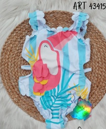 [DIS43415] VER. MALLA ENTERA PREMIUM SUBLIMADA &quot;TUCAN&quot; CON FRUNCE EN BRETELES Y TIRAS LATERALES - POSTO