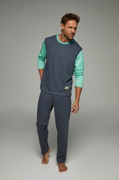 [XY8025]   INV. PIJAMA LISO CON MANGAS ESTAMPADAS