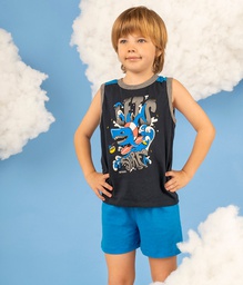 [ELE2556/E/E] VER. PIJAMA MUSCULOSA Y SHORT "TIBURON-DINO"
