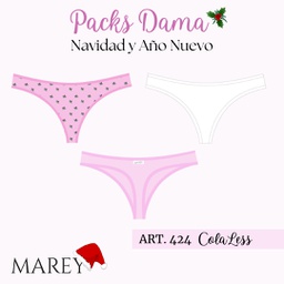 [MAR424R] PACK X3 COLALES LINEA NAVIDAD ROSAS