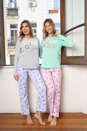 [LEN25356] DESCUENTO 10% LIQUIDACION DE TEMPORADA!  INV. PIJAMA DE JERSEY ESTAMPADO "PERRITOS"