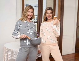 [LEN25361] LIQUIDACION ! - INV. PIJAMA REMERA ESTAMPADA Y PANTALON LISO "FLORES"
