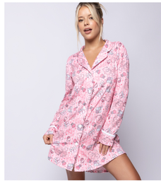 [SP11745] DESCUENTO 10% LIQUIDACION DE TEMPORADA! IINV. CAMISON ABOTONADO DE ALGODON ESTAMPADO