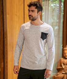 [BIANF25623] INV. PIJAMA HOMBRE PANTALON LISO Y CAMISETA RAYADA