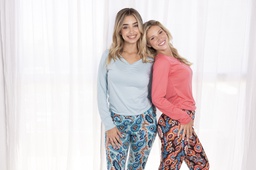 [FRA006] INV. PIJAMA DAMA BABUCHA ESTAMPADA Y REMERA CON FRUNCE