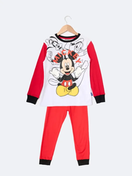 [DIS80567] INV. PIJAMA DE ALGODÓN CON MANGAS COMBINADAS Y PANTALON LISO &quot;MICKEY&quot;