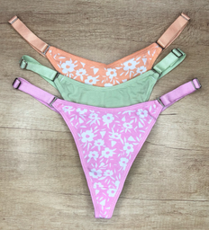 [FRA584F] PACK X3 TANGA LISA Y ESTAMPADAS DE ALGODÓN