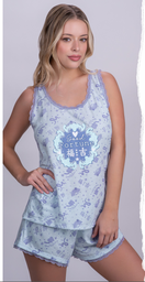 [SP11772] VER. PIJAMA MUSCULOSA Y SHORT ESTAMPADO CON PUNTILLA &quot;FORTUNE&quot;