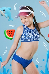 [ELE2610] OFF - 15% !! VER. MALLA BIKINI TOP ESTAMPADO Y BOMBIS LISA