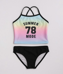 [POS43507] VER. MALLA BIKINI TOP DEGRADE CON CULOTE LISO