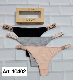 [SAY10402] PACK X3 COLALES DE ALGODÓN Y LYCRA LISA CON BRETEL ANCHO