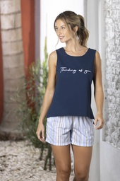 [LEN26728/E] VER. PIJAMA MUSCULOSA Y SHORT RAYADO