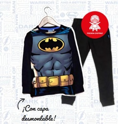 [DIS87020] INV. PIJAMA DISFRAZ DE ALGODÓN Y MODAL CON CAPA DESMONTABLE "BATMAN"