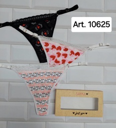 [SAY10625] PACK X3 COLALES REGULABLE DE MICROFIBRA ESTAMPADA CON PUNTILLA