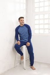 [LEN26522] INV. PIJAMA HOMBRE MANGA LARGA RAYADO DE ALGODÓN