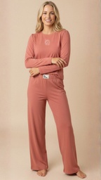 [VTG1041]  INV. PIJAMA MANGA LARGA DE DAMA LISO DE ALGODÓN