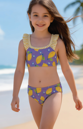 [KIE4389] VER. MALLA BIKINI NENA CON VOLADOS EN BRETELES  Y CULOTTE "LIMONES"