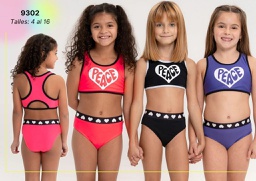 [VYO9302] VER. MALLA BIKINI NENA TOP DEPORTIVO LISA "PEACE"