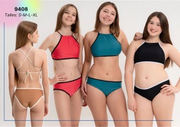 [VYO9408] VER. MALLA BIKINI TEENS TOP BRETEL FINO Y ESPALDA CRUZADA LISA