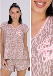 [SP11830] VER. PIJAMA MANGAS CORTAS ESTAMPADO CON DETALLES EN EL CUELLO