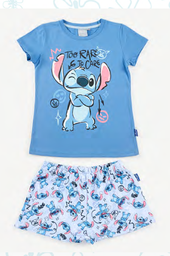 [DIS82973] VER. PIJAMA DE ALGODÓN ESTAMPADA Y SHORT DE MODAL SUBLIMADO "STITCH"