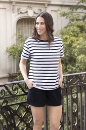[LEN27781] VER. PIJAMA REMERA RAYADA Y SHORT LISO