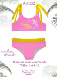 [KAUSM552] MALLA ART  BIKINI NENA CON TIRAS REGULABLES DE TRICOT LISO Y ESTAMPA