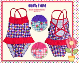 [VYO1202] MALLA ENTERA BEBA ESTAMPADA "CUADRILLE Y FRUTILLAS"